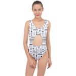 Pattern Hipster Abstract Form Geometric Line Variety Shapes Polkadots Fashion Style Seamless Center Cut Out Swimsuit