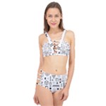 Pattern Hipster Abstract Form Geometric Line Variety Shapes Polkadots Fashion Style Seamless Cage Up Bikini Set