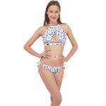 Pattern Hipster Abstract Form Geometric Line Variety Shapes Polkadots Fashion Style Seamless Cross Front Halter Bikini Set