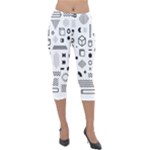 Pattern Hipster Abstract Form Geometric Line Variety Shapes Polkadots Fashion Style Seamless Lightweight Velour Capri Leggings 