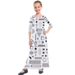Pattern Hipster Abstract Form Geometric Line Variety Shapes Polkadots Fashion Style Seamless Kids  Quarter Sleeve Maxi Dress