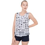 Pattern Hipster Abstract Form Geometric Line Variety Shapes Polkadots Fashion Style Seamless Bubble Hem Chiffon Tank Top