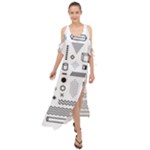 Pattern Hipster Abstract Form Geometric Line Variety Shapes Polkadots Fashion Style Seamless Maxi Chiffon Cover Up Dress