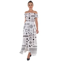 Off Shoulder Open Front Chiffon Dress 