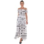 Pattern Hipster Abstract Form Geometric Line Variety Shapes Polkadots Fashion Style Seamless Off Shoulder Open Front Chiffon Dress