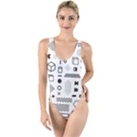 Pattern Hipster Abstract Form Geometric Line Variety Shapes Polkadots Fashion Style Seamless High Leg Strappy Swimsuit