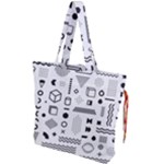 Pattern Hipster Abstract Form Geometric Line Variety Shapes Polkadots Fashion Style Seamless Drawstring Tote Bag