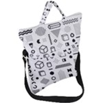 Pattern Hipster Abstract Form Geometric Line Variety Shapes Polkadots Fashion Style Seamless Fold Over Handle Tote Bag