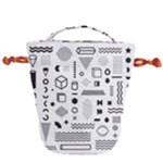 Pattern Hipster Abstract Form Geometric Line Variety Shapes Polkadots Fashion Style Seamless Drawstring Bucket Bag