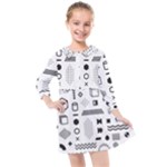Pattern Hipster Abstract Form Geometric Line Variety Shapes Polkadots Fashion Style Seamless Kids  Quarter Sleeve Shirt Dress