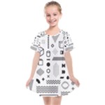 Pattern Hipster Abstract Form Geometric Line Variety Shapes Polkadots Fashion Style Seamless Kids  Smock Dress