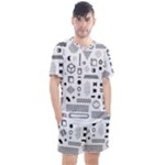 Pattern Hipster Abstract Form Geometric Line Variety Shapes Polkadots Fashion Style Seamless Men s Mesh T-Shirt and Shorts Set