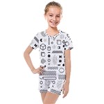 Pattern Hipster Abstract Form Geometric Line Variety Shapes Polkadots Fashion Style Seamless Kids  Mesh T-Shirt and Shorts Set