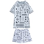 Pattern Hipster Abstract Form Geometric Line Variety Shapes Polkadots Fashion Style Seamless Kids  Swim T-Shirt and Shorts Set