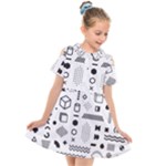Pattern Hipster Abstract Form Geometric Line Variety Shapes Polkadots Fashion Style Seamless Kids  Short Sleeve Shirt Dress