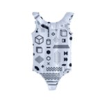 Pattern Hipster Abstract Form Geometric Line Variety Shapes Polkadots Fashion Style Seamless Kids  Frill Swimsuit
