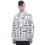 Pattern Hipster Abstract Form Geometric Line Variety Shapes Polkadots Fashion Style Seamless Men s Front Pocket Pullover Windbreaker