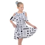 Pattern Hipster Abstract Form Geometric Line Variety Shapes Polkadots Fashion Style Seamless Kids  Shoulder Cutout Chiffon Dress