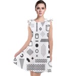 Pattern Hipster Abstract Form Geometric Line Variety Shapes Polkadots Fashion Style Seamless Tie Up Tunic Dress