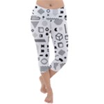 Pattern Hipster Abstract Form Geometric Line Variety Shapes Polkadots Fashion Style Seamless Lightweight Velour Capri Yoga Leggings