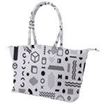 Pattern Hipster Abstract Form Geometric Line Variety Shapes Polkadots Fashion Style Seamless Canvas Shoulder Bag