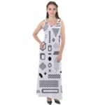 Pattern Hipster Abstract Form Geometric Line Variety Shapes Polkadots Fashion Style Seamless Sleeveless Velour Maxi Dress