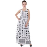 Pattern Hipster Abstract Form Geometric Line Variety Shapes Polkadots Fashion Style Seamless Empire Waist Velour Maxi Dress