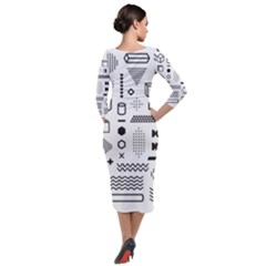 Quarter Sleeve Midi Velour Bodycon Dress 