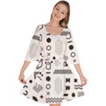 Pattern Hipster Abstract Form Geometric Line Variety Shapes Polkadots Fashion Style Seamless Velour Kimono Dress