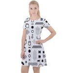 Pattern Hipster Abstract Form Geometric Line Variety Shapes Polkadots Fashion Style Seamless Cap Sleeve Velour Dress 