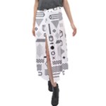 Pattern Hipster Abstract Form Geometric Line Variety Shapes Polkadots Fashion Style Seamless Velour Split Maxi Skirt