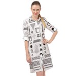 Pattern Hipster Abstract Form Geometric Line Variety Shapes Polkadots Fashion Style Seamless Long Sleeve Mini Shirt Dress