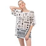 Pattern Hipster Abstract Form Geometric Line Variety Shapes Polkadots Fashion Style Seamless Oversized Chiffon Top