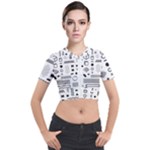 Pattern Hipster Abstract Form Geometric Line Variety Shapes Polkadots Fashion Style Seamless Short Sleeve Cropped Jacket