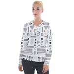 Pattern Hipster Abstract Form Geometric Line Variety Shapes Polkadots Fashion Style Seamless Velvet Zip Up Jacket