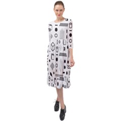 Ruffle End Midi Chiffon Dress 