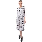 Pattern Hipster Abstract Form Geometric Line Variety Shapes Polkadots Fashion Style Seamless Ruffle End Midi Chiffon Dress