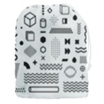 Pattern Hipster Abstract Form Geometric Line Variety Shapes Polkadots Fashion Style Seamless Drawstring Pouch (3XL)