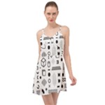 Pattern Hipster Abstract Form Geometric Line Variety Shapes Polkadots Fashion Style Seamless Summer Time Chiffon Dress