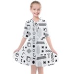 Pattern Hipster Abstract Form Geometric Line Variety Shapes Polkadots Fashion Style Seamless Kids  All Frills Chiffon Dress