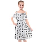 Pattern Hipster Abstract Form Geometric Line Variety Shapes Polkadots Fashion Style Seamless Kids  Cut Out Shoulders Chiffon Dress