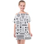 Pattern Hipster Abstract Form Geometric Line Variety Shapes Polkadots Fashion Style Seamless Kids  One Piece Chiffon Dress