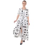 Pattern Hipster Abstract Form Geometric Line Variety Shapes Polkadots Fashion Style Seamless Waist Tie Boho Maxi Dress