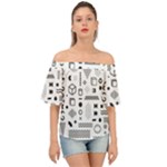 Pattern Hipster Abstract Form Geometric Line Variety Shapes Polkadots Fashion Style Seamless Off Shoulder Short Sleeve Top