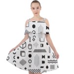 Pattern Hipster Abstract Form Geometric Line Variety Shapes Polkadots Fashion Style Seamless Cut Out Shoulders Chiffon Dress