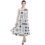 Pattern Hipster Abstract Form Geometric Line Variety Shapes Polkadots Fashion Style Seamless Round Neck Boho Dress
