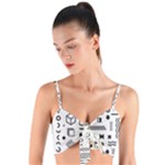 Pattern Hipster Abstract Form Geometric Line Variety Shapes Polkadots Fashion Style Seamless Woven Tie Front Bralet