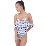 Pattern Hipster Abstract Form Geometric Line Variety Shapes Polkadots Fashion Style Seamless Drape Piece Swimsuit