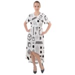 Pattern Hipster Abstract Form Geometric Line Variety Shapes Polkadots Fashion Style Seamless Front Wrap High Low Dress