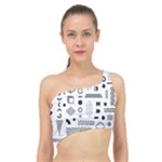 Pattern Hipster Abstract Form Geometric Line Variety Shapes Polkadots Fashion Style Seamless Spliced Up Bikini Top 